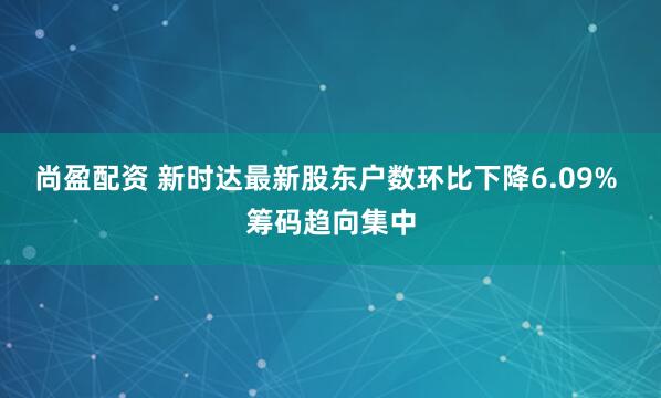 尚盈配资 新时达最新股东户数环比下降6.09% 筹码趋向集中