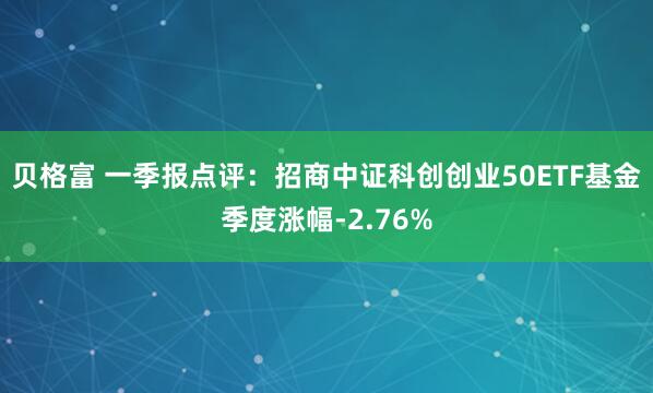 贝格富 一季报点评：招商中证科创创业50ETF基金季度涨幅-2.76%