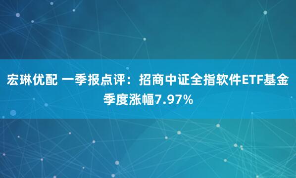宏琳优配 一季报点评：招商中证全指软件ETF基金季度涨幅7.97%